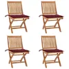 Image de Vidaxl Chaises Pliables De Jardin Avec Coussins 4 Pcs Teck Solide