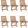 Image de Vidaxl Chaises Pliables De Jardin Avec Coussins 6 Pcs Bois De Teck