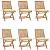 Image de Vidaxl Chaises Pliables De Jardin Avec Coussins 6 Pcs Bois De Teck