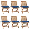 Image de Vidaxl Chaises Pliables De Jardin Avec Coussins 6 Pcs Bois De Teck