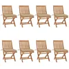 Image de Vidaxl Chaises Pliables De Jardin Avec Coussins 8 Pcs Teck Solide