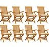 Image de Vidaxl Chaises De Jardin Avec Coussins CrÃ¨me Lot De 8 Bois Teck Massif