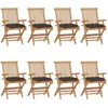 Image de Vidaxl Chaises De Jardin Avec Coussins Taupe Lot De 8 Bois Teck Massif