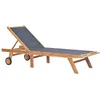 Image de Vidaxl Chaises Longues Pliables Avec Roulettes 2 Pcs Teck Et TextilÃ¨ne