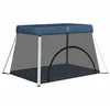 Image de Parc Pour BÃ©bÃ© Avec Matelas Bleu Marine Tissu De Lin Vidaxl Vidaxl