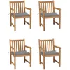 Image de Vidaxl Chaises De Jardin 4 Pcs Avec Coussins Gris Bois De Teck Solide