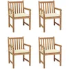 Image de Vidaxl Chaises De Jardin 4 Pcs Avec Coussins CrÃ¨me Bois De Teck Solide