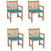 Image de Vidaxl Chaises De Jardin 4 Pcs Avec Coussins Bleu Bois De Teck Solide