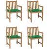 Image de Vidaxl Chaises De Jardin 4 Pcs Avec Coussins Vert Bois De Teck Solide