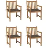 Image de Vidaxl Chaises De Jardin Lot De 4 Et Coussins Taupe Bois Teck Solide