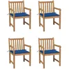Image de Vidaxl Chaises De Jardin 4 Pcs Avec Coussins Bleu Royal Bois De Teck