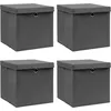 Image de Vidaxl Chaises De Jardin 4 Pcs Et Coussins Ã Carreaux Gris Teck Solide