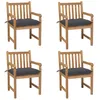 Image de Vidaxl Chaises De Jardin 4 Pcs Avec Coussins Anthracite Teck Solide