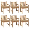 Image de Vidaxl Chaises De Jardin 6 Pcs Avec Coussins Beige Bois De Teck Solide