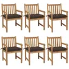 Image de Vidaxl Chaises De Jardin 6 Pcs Avec Coussins Taupe Bois De Teck Solide