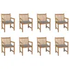 Image de Vidaxl Chaises De Jardin 8 Pcs Avec Coussins Gris Bois De Teck Massif