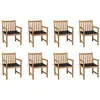 Image de Vidaxl Chaises De Jardin Lot De 8 Avec Coussins Noir Bois Teck Massif