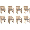 Image de Vidaxl Chaises De Jardin 8 Pcs Et Coussins Carreaux Gris Bois De Teck
