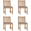 Image de Vidaxl Chaises De Jardin 4 Pcs Avec Coussins Bois De Teck Massif