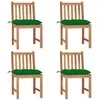Image de Vidaxl Chaises De Jardin 4 Pcs Avec Coussins Bois De Teck Massif