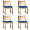 Image de Vidaxl Chaises De Jardin 4 Pcs Avec Coussins Bois De Teck Massif