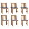 Image de Vidaxl Chaises De Jardin 6 Pcs Avec Coussins Bois De Teck Massif