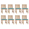 Image de Vidaxl Chaises De Jardin 8 Pcs Avec Coussins Bois De Teck Massif