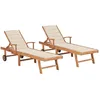 Image de Vidaxl Chaises Longues Lot De 2 Avec Coussin CrÃ¨me Bois De Teck Solide