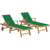 Image de Vidaxl Chaises Longues Lot De 2 Avec Coussin Vert Bois De Teck Solide