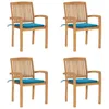 Image de Vidaxl Chaises De Jardin Empilables Avec Coussins 4 Pcs Teck Solide