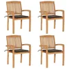 Image de Vidaxl Chaises De Jardin Empilables Avec Coussins 4 Pcs Teck Solide