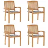 Image de Vidaxl Chaises De Jardin Empilables Avec Coussins 4 Pcs Teck Solide