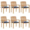 Image de Vidaxl Chaises De Jardin Empilables Avec Coussins 6 Pcs Teck Solide