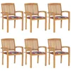 Image de Vidaxl Chaises De Jardin Empilables Avec Coussins 6 Pcs Teck Solide