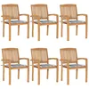 Image de Vidaxl Chaises De Jardin Empilables Avec Coussins 6 Pcs Teck Solide