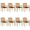 Image de Vidaxl Chaises De Jardin Empilables Avec Coussins 8 Pcs Teck Solide
