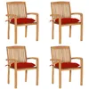 Image de Vidaxl Chaises De Jardin Empilables Avec Coussins 4 Pcs Teck Solide