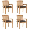 Image de Vidaxl Chaises De Jardin Empilables Avec Coussins 4 Pcs Teck Solide