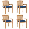 Image de Vidaxl Chaises De Jardin Empilables Avec Coussins 4 Pcs Teck Solide