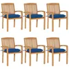 Image de Vidaxl Chaises De Jardin Empilables Avec Coussins 6 Pcs Teck Solide