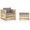 Image de Vidaxl Salon De Jardin 2 Pcs Avec Coussins Bois ImprÃ©gnÃ© De Vert