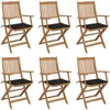 Image de Vidaxl Chaises Pliables De Jardin Lot De 6 Avec Coussins Bois D'acacia