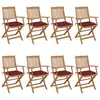 Image de Vidaxl Chaises Pliables De Jardin 8 Pcs Avec Coussins Bois D'acacia