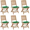 Image de Vidaxl Chaises Pliables De Jardin 6 Pcs Avec Coussins Bois D'acacia