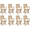 Image de Vidaxl Chaises Pliables D'extÃ©rieur Et Coussins Lot De 8 Bois D'acacia