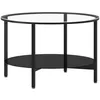 Image de vidaXL Table Ã  thÃ© Noir et transparent 70 cm Verre trempÃ©