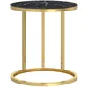 Image de vidaXL Table d'appoint DorÃ© et marbre noir 45 cm Verre trempÃ©