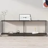 Image de vidaXL Table console Noir 220x35x75,5 cm Verre trempÂ¿Â¿