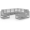 Image de Vidaxl Salon De Jardin 9 Pcs Gris Bois De Pin Massif