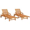 Image de Chaises Longues 2 Pcs Bois D'acacia Solide